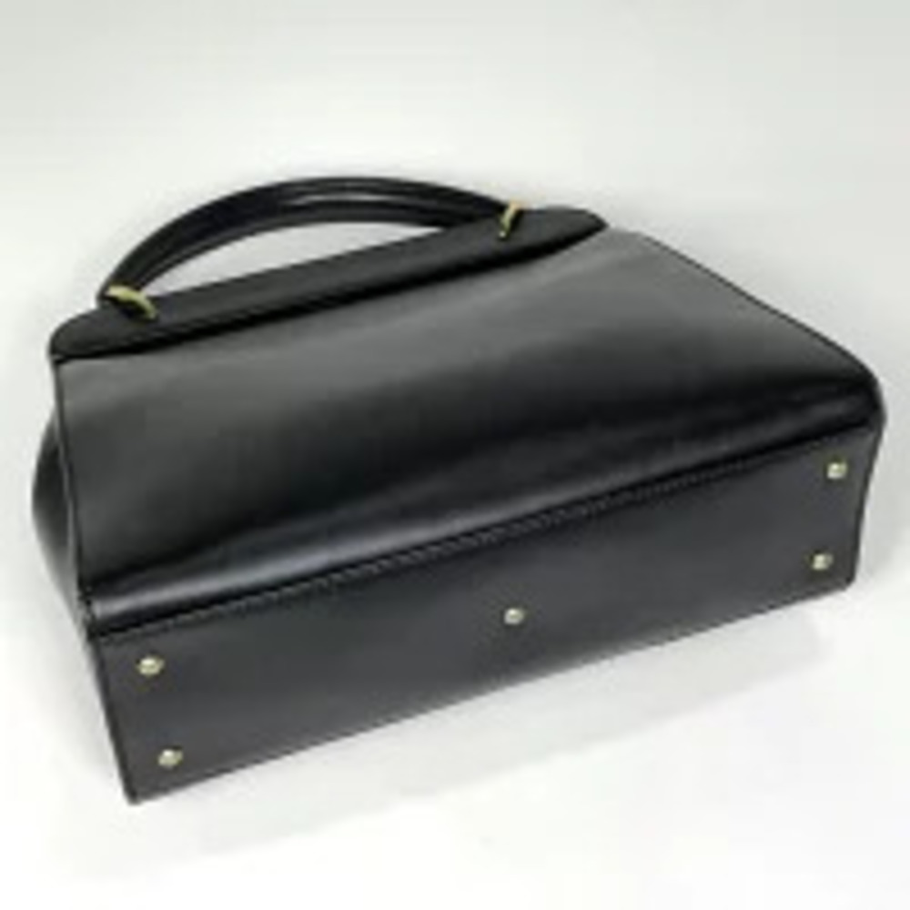 Gucci buckle signature black bag leather top handle closure Black